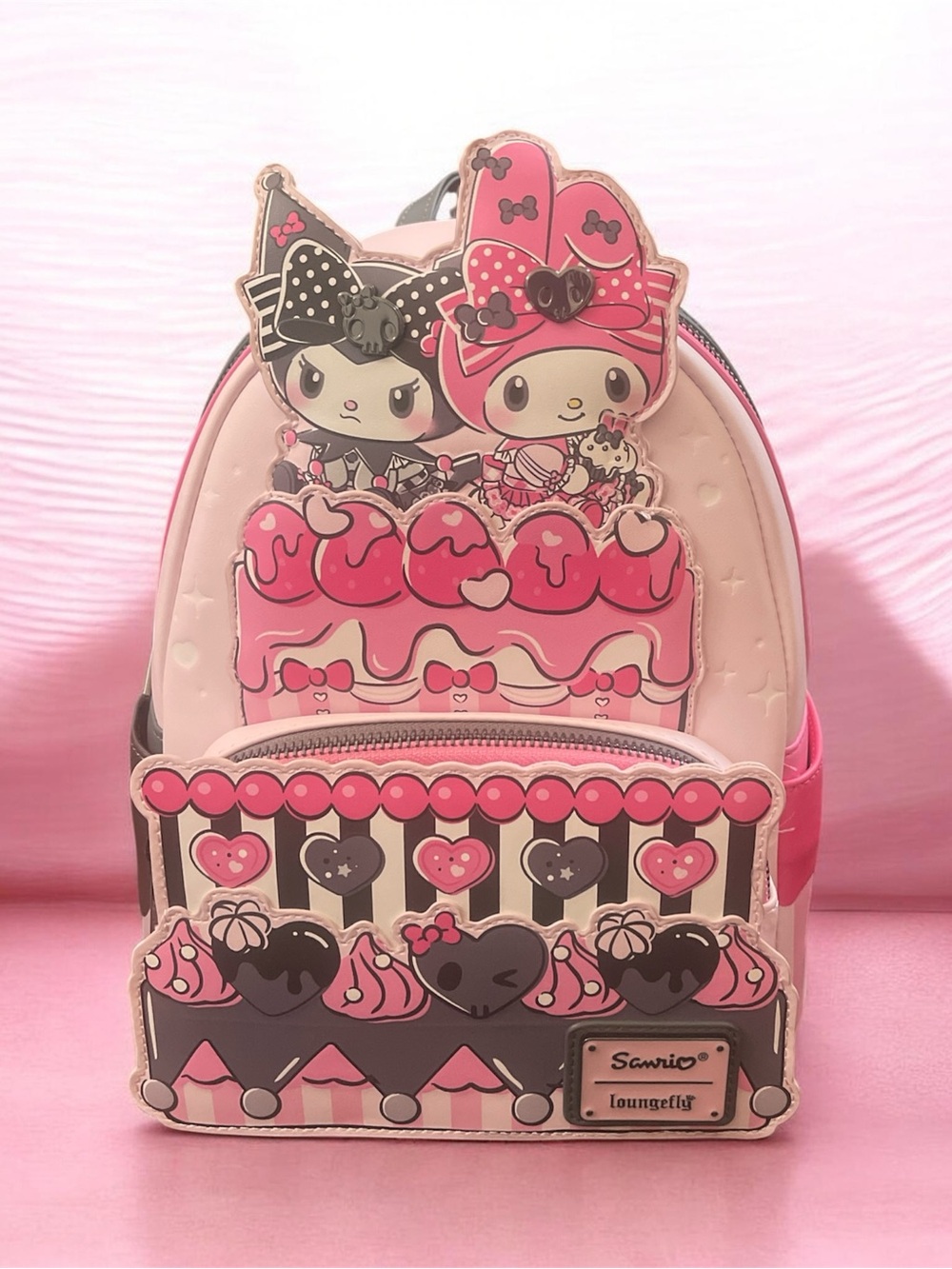 Loungefly Pink My Melody & Kuromi Cake-Theme Backpack